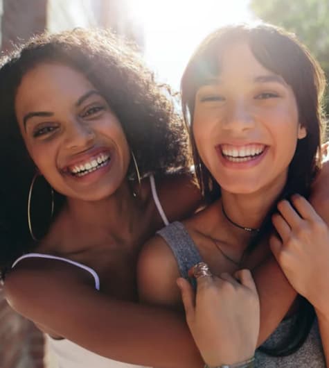 Two women happy