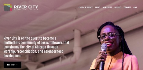 A screenshot of the River City Community Church website