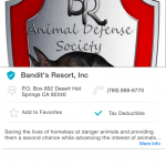 Bandit's Resort Animal Defense Society, Hot Desert Springs, CA