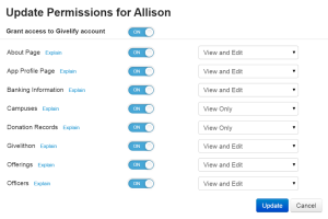 update permissions givelify giving app